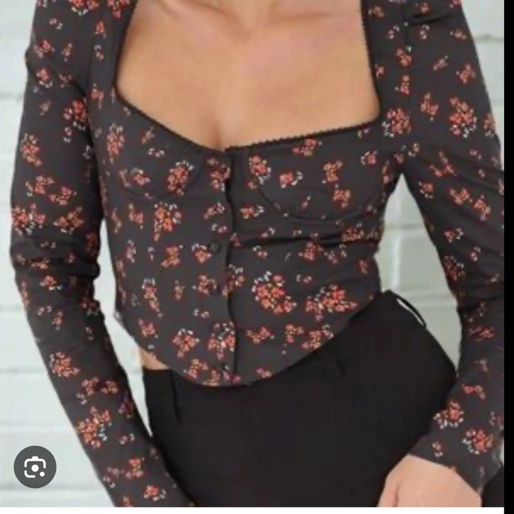 Rumored Antoinette Long Sleeve Corset Top Spanish Poppy Size XS